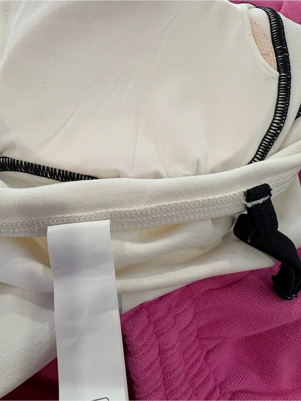 Alo white Crop Bustier Top with Black Trim with matching skirt
